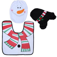 Laden Sie das Bild in den Galerie-Viewer, 3ER SET WEIHNACHTS DEKORATION BAD - TOILETTENSITZBEZUG - ANTI-RUTSCH-BADEZIMMERMATTE - TEPPICH